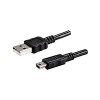 Same Sky (formerly CUI Devices) CBL-UA-MB-15GT USB 2.0 Cable, USB, 1500 mm, Type A 2.0 to Mini B 2.0, 28 AWG, TPE, Gray