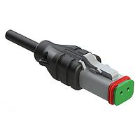 Amphenol SINE Systems AT06GY-2S-N-TPE-M2 Single Ended 2 Position Plug Single-Ended Molded Cable Assembly. Black TPE, Uses Connector  AT06-2S, 2 Meter Length