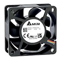 Delta Electronics, Inc. QFR0624EHP0 Axial DC Axial Fan, 60x60x25mm, 24VDC, 27.5CFM, 2.4W, 39.5dBA, 6000RPM, Tach/PWM