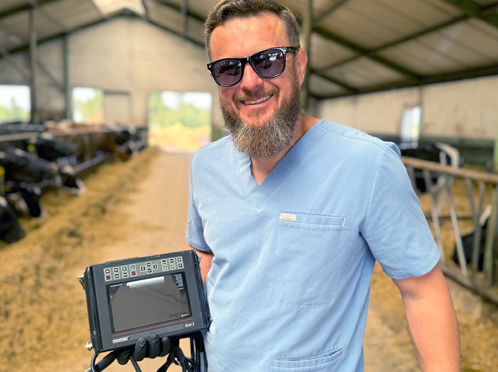 Ultrasound image illustrating ovarian dysfunction in a dairy cow