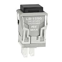 NKK Switches LB15SGW01-A Pushbutton Switches SPDT ON(ON) SQUARE GRAY BODY BLACK CAP