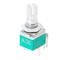 Same Sky (formerly CUI Devices) PTN092-V01115K1A Potentiometers 9.5mm, vertical, 2 gang, 1K ohm, 15mm knurled shaft, log