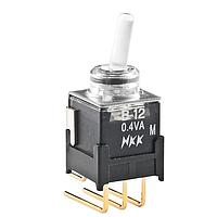 NKK Switches B12JJHF Toggle Switches SPDT ON-ON 0.4VA GRN RIGHT ANGLE PC