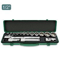 TOPTUL GCAD1602- 16PCS 1/2inch DR. 12PT Flank Socket Set - Mirror