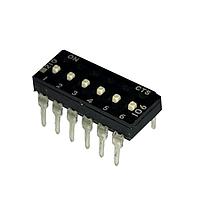 CTS Electronic Components 210-6MSF DIP Switches THROUGH HOLE, GOLD FLASH DIP SWITCH, 6-POLE, MEDIUM ACTUATOR, BOTTOM SEAL, OFF, TUBE PACK