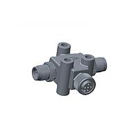 Amphenol LTW TA-A12F-A12M-A12M-01 Circular Metric Connectors Circular Metric Connector, T Adaptor, Metal, A Coding, 1.5A, 12 pins, (End 1) Female Female, (End 2) Male Male, (End 3) Male Male, Screw Thread, IP68 Mated