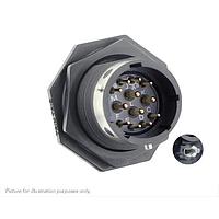 Eaton Souriau-Sunbank UTGX714D12PW32 Receptacles Jam nut receptacle & hold down clips,without backshell, with 12 male PCB contacts, IP68/69K in unmated conditions, keying W