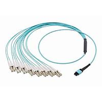 Molex 1062836379 Fiber Optic Cable Assemblies QSFP-DD MPO-to-(8) LCD Uni JMPR ASSY 50/125um 3mm Multi 16 Fiber OM3 15.0m Aqua