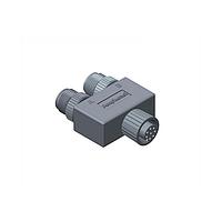Amphenol LTW SS-080808-FMM-YS001 Circular Metric Connectors Circular Metric Connector, Y Adaptor, Metal, A Coding, 2A, 08 pins, (End 1) Female Female, (End 2) Male Male, (End 3) Male Male, Screw Thread, IP68 Mated