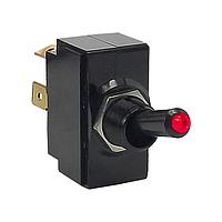 Carling Technologies LT-1511-710-012 Toggle Switches 1-pole, ON - None - OFF, 10A/15A/15A 250VAC/125VAC/12-28VDC 3/4 HP a. 125-250VAC, Illuminated Black Molded Snapkap Style Toggle Switch with .250 Tab (Q.C.)