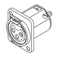 Amphenol Audio AC3FDZ BULK Connectors 3 Pole XLR Metal Female Chassis Mount D Type Stamped Contacts Nickel Finish