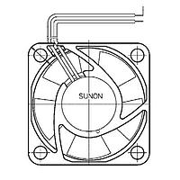 Sunon PMD4806PTV3-A.U.GN Axial Axial Fan, 60x60x25mm, 48VDC, 29CFM, 0.36"H2O, Vapo, Wire, Auto Restart