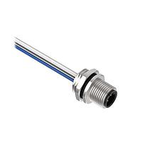 Banner Engineering BR-M12M5F9-0.5 Sensor Cables / Actuator Cables Receptacle 5-pin Male; 5x22 PVC 0.5 m Length; Front Mount PG9 w/ Locknut