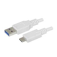 Same Sky (formerly CUI Devices) CBLT-UA-UC-1WT USB 3.1 Gen 1 USB Cable, Type A Plug to Type C Plug, USB 3.1 Gen 1, 24/26/32 AWG, 1 m, White, TPE