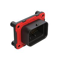 Amphenol SINE Systems ATS15-34PB1-BM01 Receptacles 34 Position PCB Receptacle with Sealed Flange, Pin, Straight, Single Latch, Contact Size 20, Self-Threading, Keyed B, Black