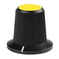 NKK Switches AT4104E Cylindrical Knob with Skirt YELLOW TIPPED ROTARY KNOB FR & MR SERIES