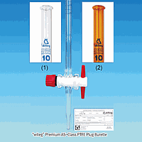 WITEG WI.3010103 Burette, PTFE-plug, Clear, 10㎖ / 0.02㎖, accu.±0.02㎖
