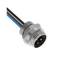 Banner Engineering MBC-3 Standard Circular Connector Mini-style QD Receptacle; 3-pin Male Pin-out Straight Connector; Wire Length: 300 mm (12 in); Chrome-Plated Brass Housing