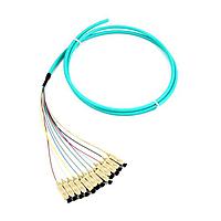 Megladon Manufacturing 62DX111-003M Fiber Optic Cable Assemblies Multimode OM3 12F SCUPC Fiber Optic Pigtail Set, 900um 12 Colors, 3 Meter