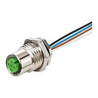 Murrelektronik 7000-13545-9710050 Connectors M12 FEMALE FLANGE PLUG A CODED REAR MOUNT, PP-wires 4X0.34 0.5m