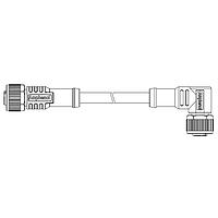 Amphenol LTW M12A04FL-12AMR-SBA05 Sensor Cables / Actuator Cables M Series Sensor Connector, M12, A Code, Metal, 4A, 04 pins, Female Connector, Female Contact, Straight-to-Right Angle, Screw Thread, Overmolded Double Ended, Length 500mm, IP68