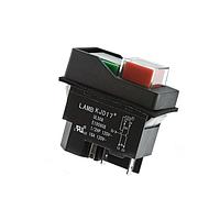 E-Switch KJD17-22413-112 Double Button Pushbutton, DPST , Off-On, Panel Mount, Snap-In, Red/Green, I/O Vertical, IP54