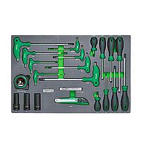 TOPTUL GED2224 Screwdriver, L-Type Two Way Ball Point & Hex Key Wrench Set (22 pcs)