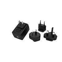 CUI Inc SMM12-18-4B-I38 Fixed Plugs ac-dc, 18 Vdc, .66 A, SW, multi-blade, N/E/B/A, USB A inlet, level VI, MED, black