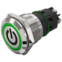 EAO 82-5152.2134.B002 Anti-Vandal 19 mm, Illuminated pushbutton, Aluminium, flush/flush, Solderingterminal, Momentary, Silver Contacts, Ring, Red, 12 V AC/DC