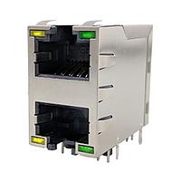 Amphenol Commercial Products RJE1R288225453 Stacked 8P8C, Cat5e, Stacked, Shield, With LEDs