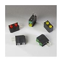 BIVAR H201CGC-RP LED Circuit Board Indicators LED Assembly, Right Angle, 3 mm LED, Bi-Level, 1 Station, Green, 565 nm