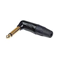 REAN RP2RC-B Phone Connectors MONO 1/4 RA PLUG BLACK/GOLD - BAG