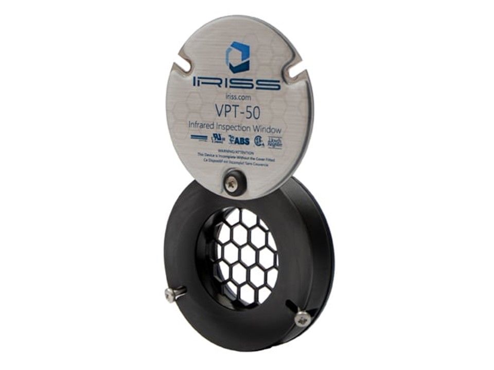 Infrared window installed on an electrical panel for safer thermal inspection