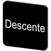 SIEMENS 3SU19000AF160GD0 Labeling Plate, Descente INSCR. LABEL, BLACK 22 X 22MM, DESCENTE