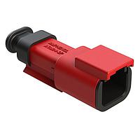 Amphenol SINE Systems ATM04-2P-SR01RD Connectors 2 Position, Receptacle, Pin, Strain Relief End Cap, Red Body