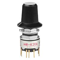 NKK Switches MRK206-BB Rotary Switches DP 2-6 POSITIONS 250mA WHITE KNOB PC