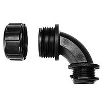 HellermannTyton 166-90128 Cable Protection HelaGuard Non-Metallic IP65 Fitting, 90-Elbow, NPT Thread, 0.38" Dia, PA66, Black, 10/pkg