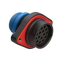 Amphenol SINE Systems AHDP02-24-16SR-STA Connectors 16 Position Panel Mount Receptacle, Socket, Shell Size 24, Reduced Diameter Seal (Blue), Small Thread Adapter