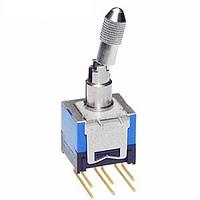 NKK Switches D22029LH PCB Mount Miniature Toggles DPDT ON-OFF(ON)0.4VA RT ANGLE W/BRKT