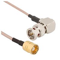 Amphenol RF 095-850-209-012 RF Cable Assemblies BNC Straight Plug to Mini-SMB Right Angle Plug RG-179 75 Ohm 12 inches (305 mm)