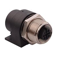 NorComp 861-003-213R004 Right Angle IP67 Female M12 Circular Connector 3 Position Right Angle Dip Solder