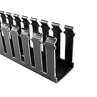 HellermannTyton 181-00557 Slotted Wall Wiring Duct Slotted Wall Wiring Duct, 3" x 1", Non-Adhesive, PVC, Black, 120ft/Carton
