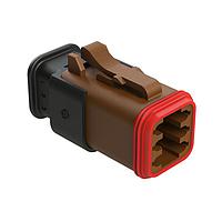 Amphenol SINE Systems AT06-6S-SR02BRN Plug 6 Position, Plug, Socket, SR02 Strain Relief (Reduced Diameter Seal), Brown Body