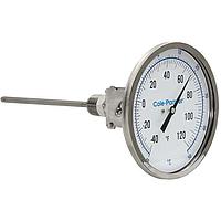 Cole parmer EW-90590-33 Adjustable-Angle Industrial Bimetal Thermometer (-40-50°C; 9”Stem; 3"Dial)