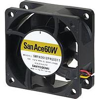 Sanyo Denki 9WPA0624S4001 Axial DC Axial Fan, 60x60x25mm, 24VDC, Splash/Dust Proof, High Performance, Tach, IP68