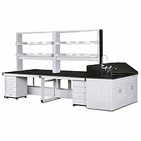 DaiHan DH.WFE3033 Laboratory Assembly Center Tables (w2850×h1900mm, with Shelves/Sink Table)
