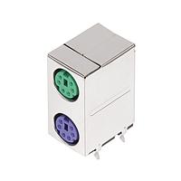 Kycon KMDGX-6SG/P-S4N Connectors 6P/6P PC99 GRN/PURPL STACKED GOLD PLATED