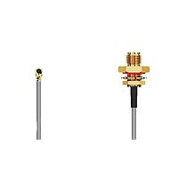 GCT (Global Connector Technology) CAB463RF-0100-A-1 RF Cable Assemblies I-Pex MHF2SMA, RP, F Mt, BHJck, wO-ring,,100mm 1.37mm Cbl,Blk, 6GHz, Wshr-Nut