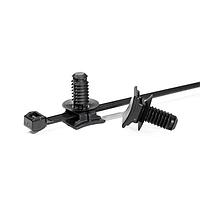 HellermannTyton 156-01561 Cable Ties with Mounts 2-Piece Cable Tie with Fir Tree Mount, 15" L, 0.35" (9mm) Hole, 120lb, PA66HS/PA66HIRHSUV, Black, 100/pkg