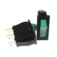 Adam Tech SW-R1-1A-E-LG13-0 Mid-Sized Rocker Switch Medium Rocker Switch, quick connect terminal .250in [6.35mm], green lighted actuator (12V LED voltage), rectangular
